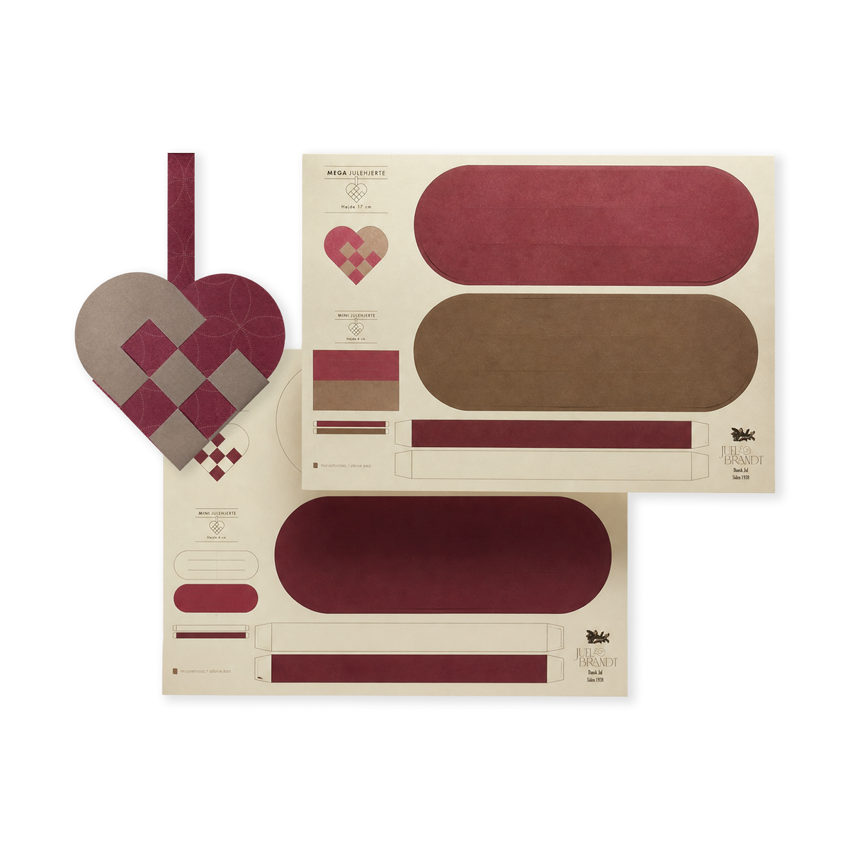 DIY red and gold woven-heart paper sheets in a bag from Juel & Brandt