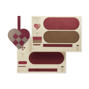 DIY red and gold woven-heart paper sheets in a bag from Juel & Brandt