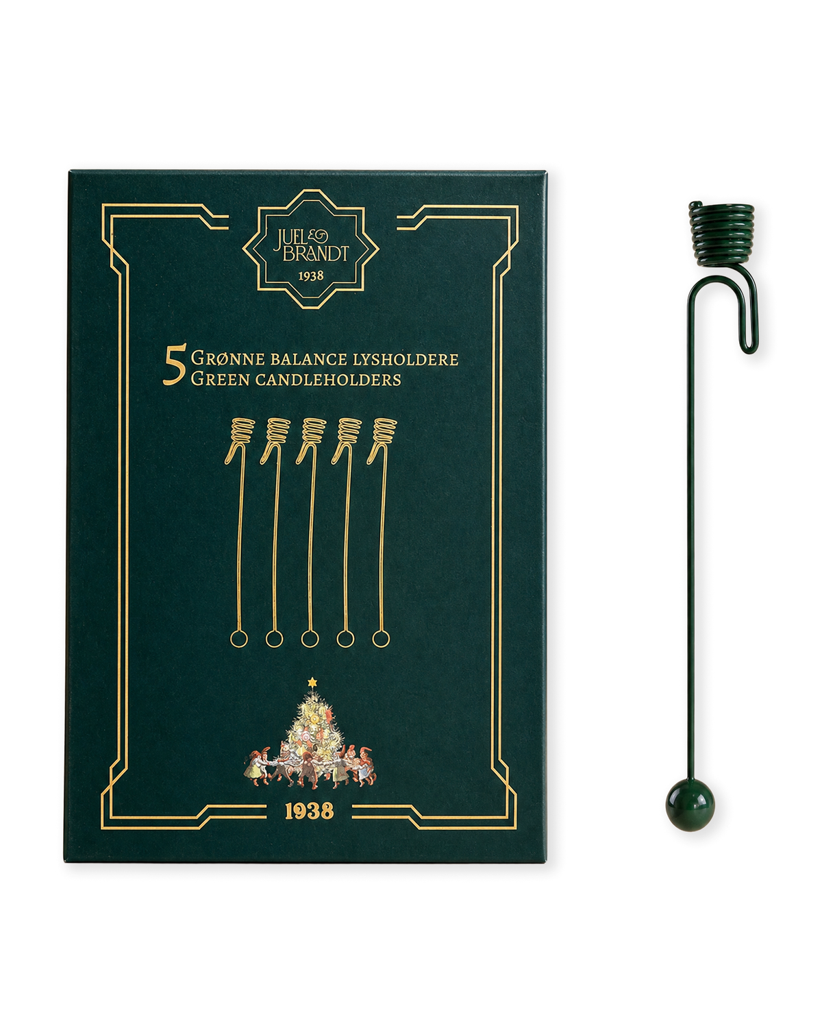 Balance green candle holders for 12mm candles, 5-pack from Juel & Brandt