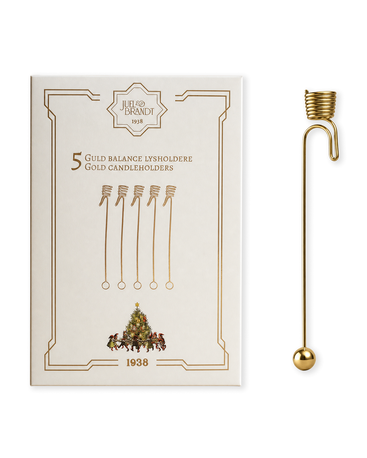 Balance gold-colored candle holders for 12 mm candles, 5-pack from Juel & Brandt
