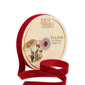 Red velour ribbon, 2 cm wide, 8 m long, for gift wrapping