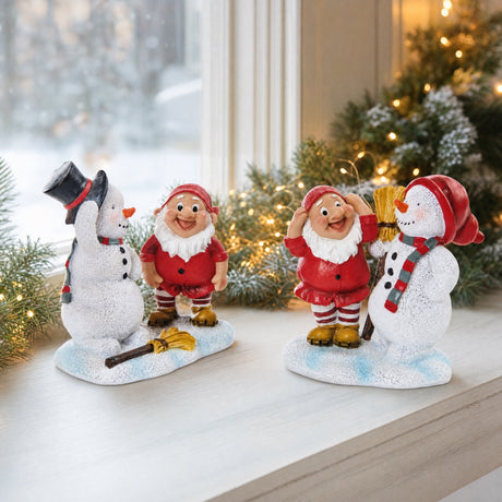 Forest elf with snowman 10 cm