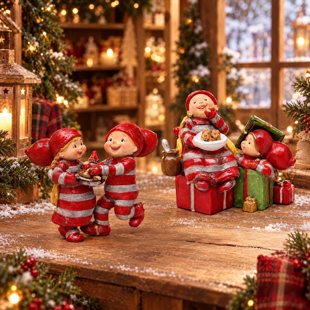Baby elves with apple slices