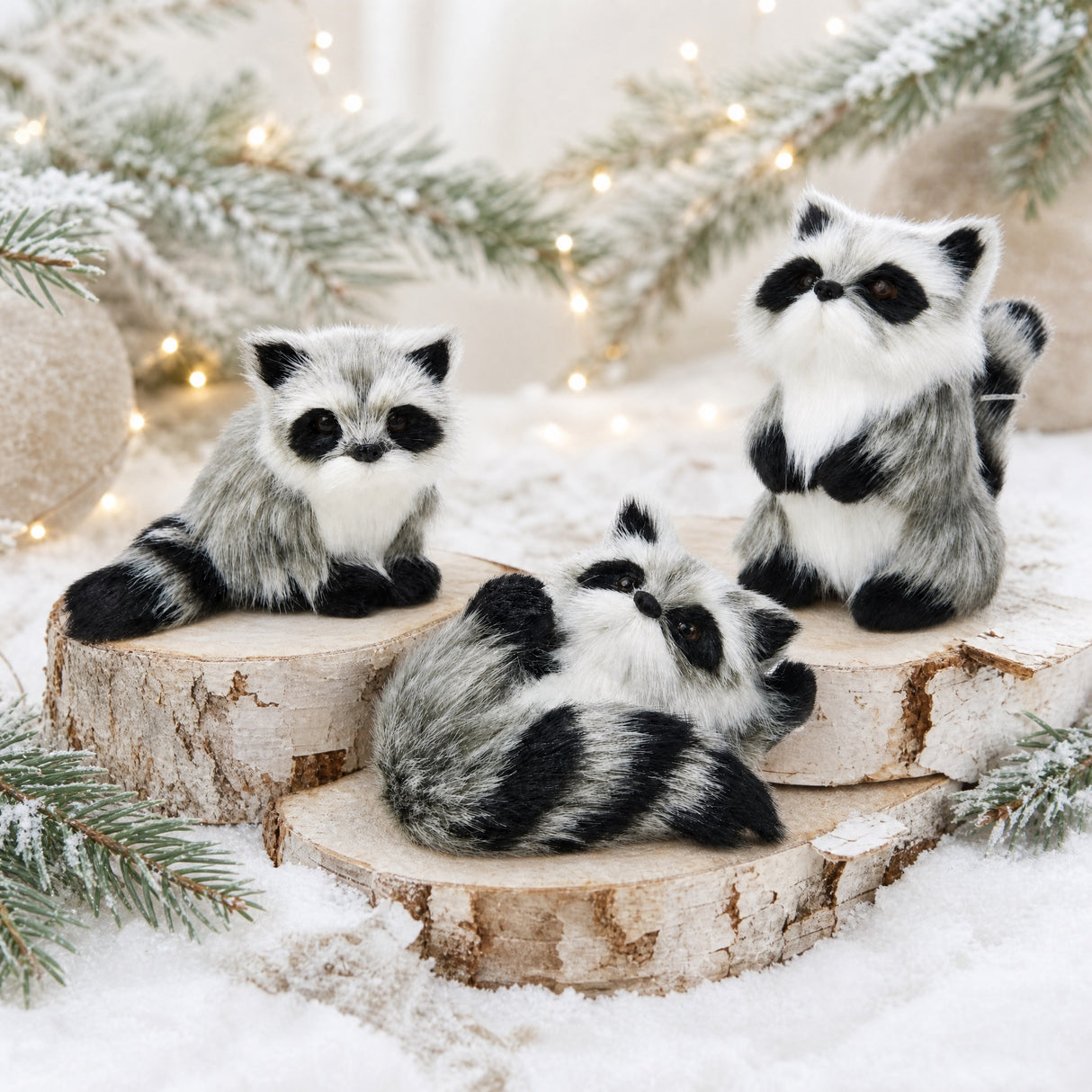Raccoons in faux fur