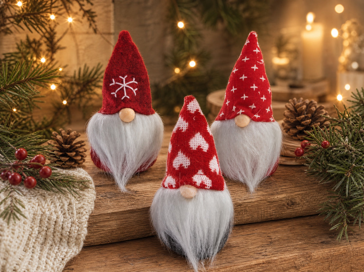 Red and white Santa gnome