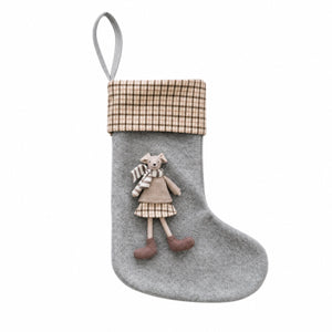 Grey Christmas stocking with mouse