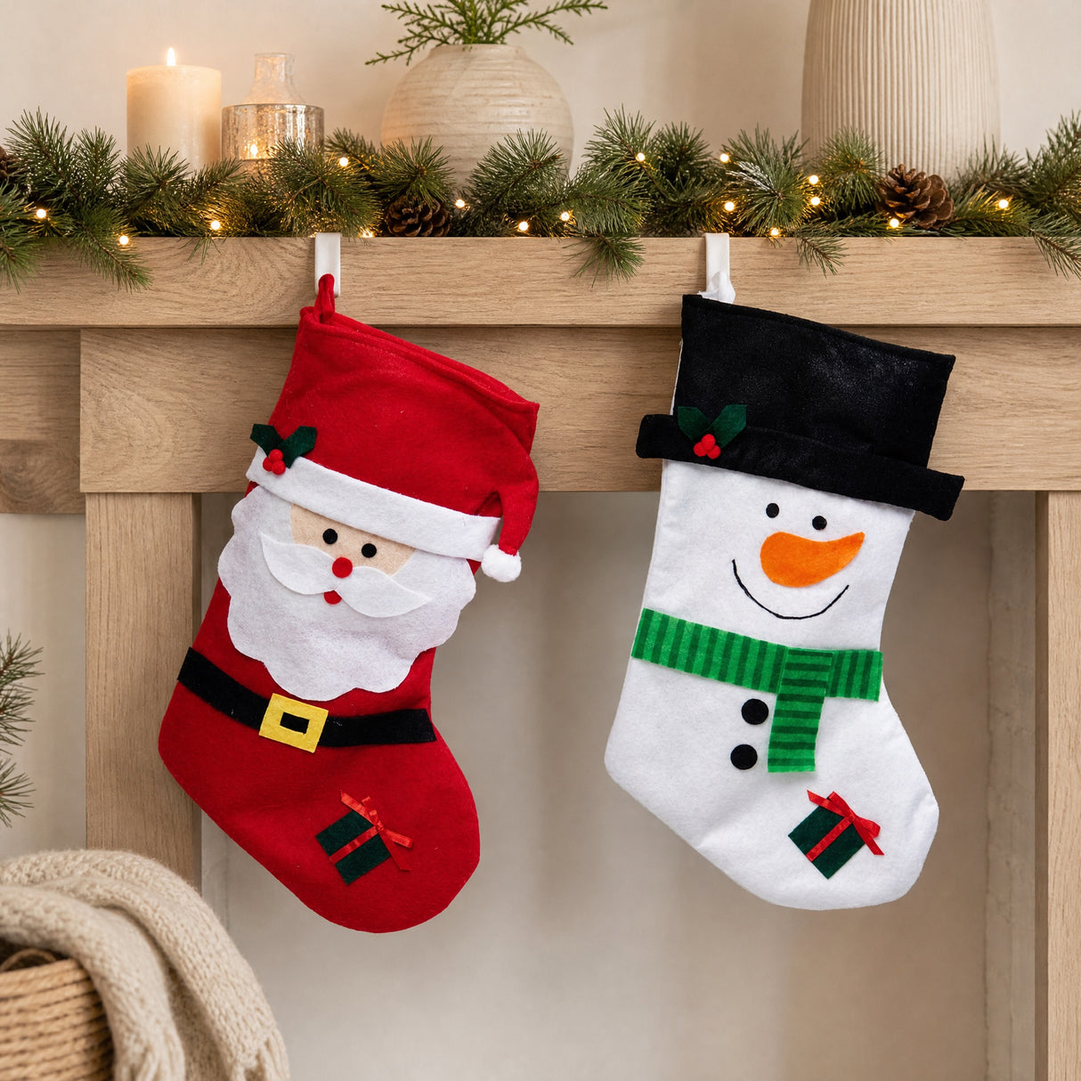 Christmas stocking with Santa Claus or snowman