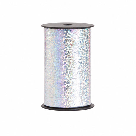 Silver colored gift ribbon