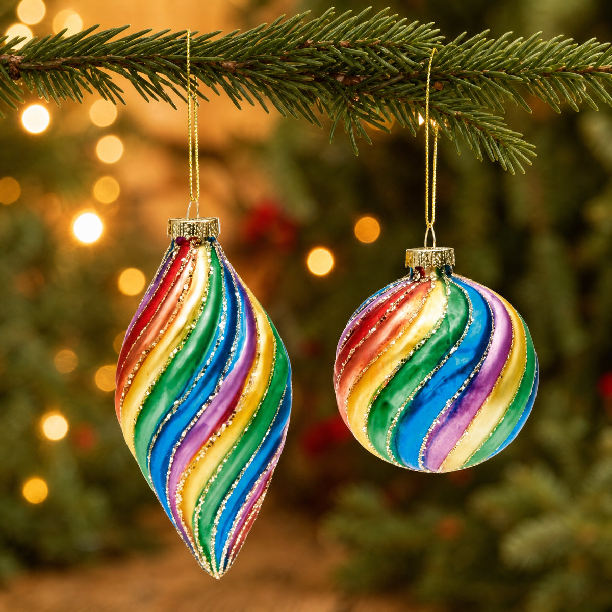 Christmas balls in rainbow colors