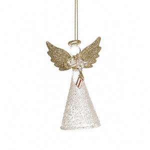 Glass angel with glitter on wings and dress