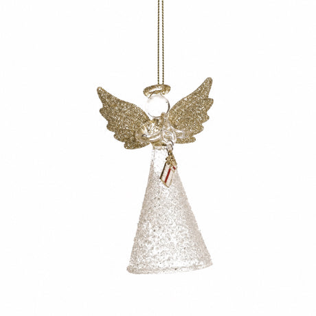 Glass angel with glitter on wings and dress