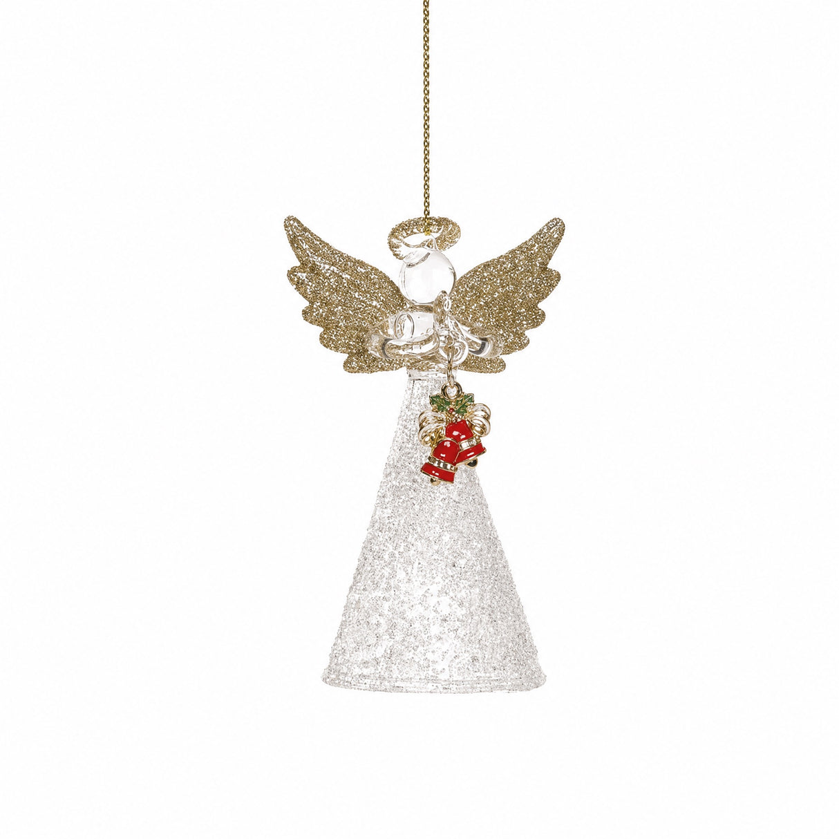 Glass angel with glitter on wings and dress