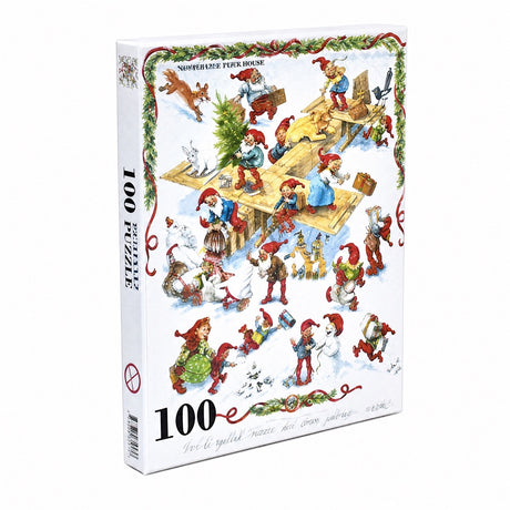 Puzzle with Vilhelm Hansen Christmas gnomes and airplane — 100 pieces