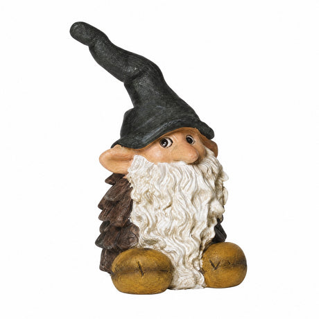 Pinecone gnome, 26 cm tall, from Pobra, made of polyresin, with a green hat