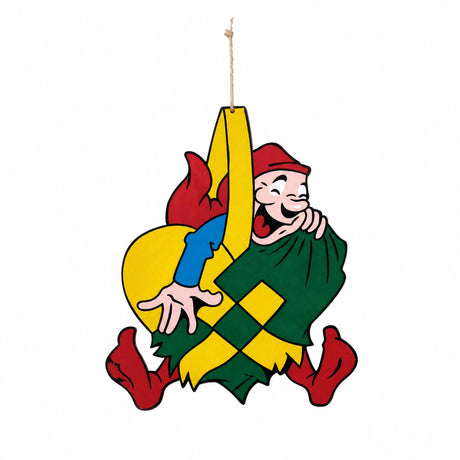 Wooden Bramming elf with Christmas decorations