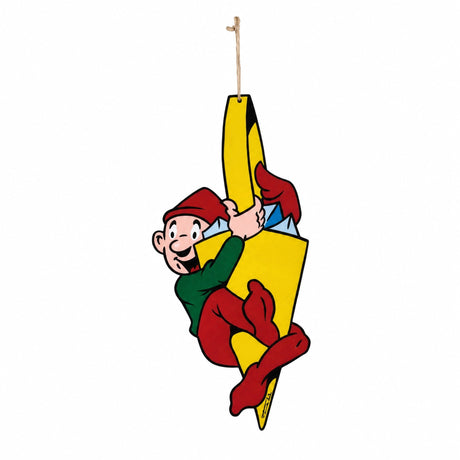 Wooden Bramming elf with Christmas decorations
