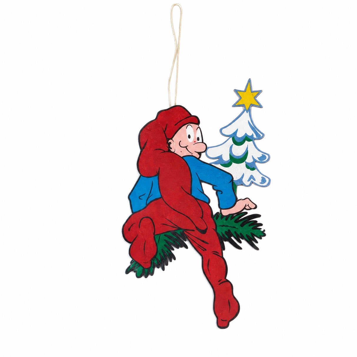 Wooden Bramming elf with Christmas decorations 40 cm