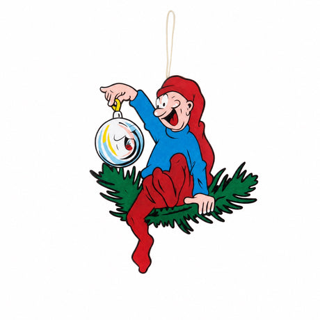 Wooden Bramming elf with Christmas decorations 40 cm