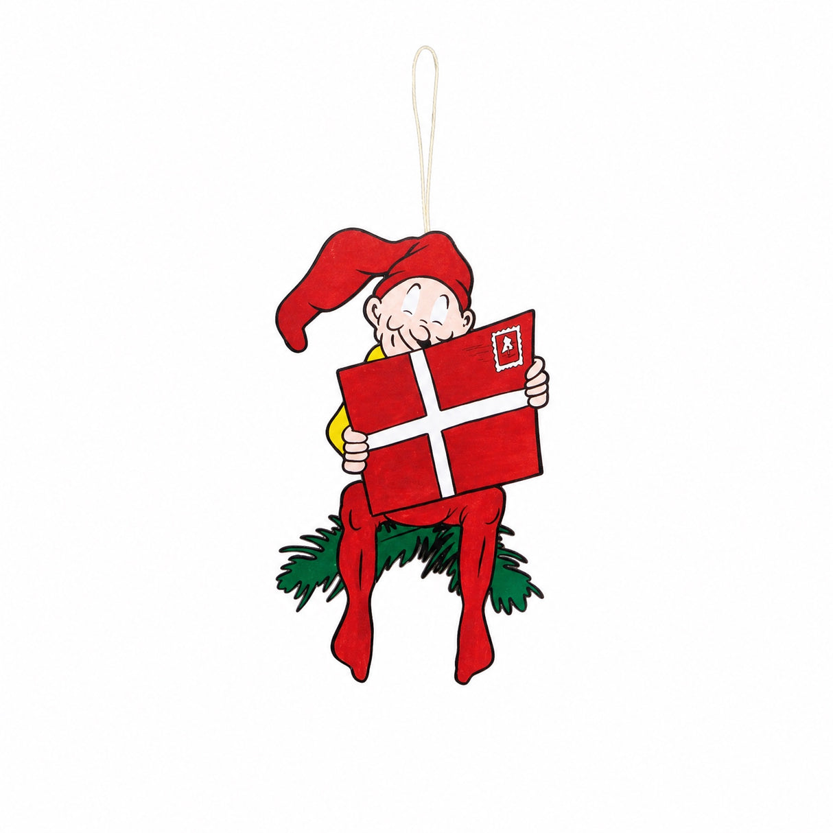 Wooden Bramming elf with Christmas decorations 40 cm