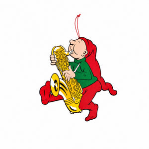 Wooden Bramming elf with instrument
