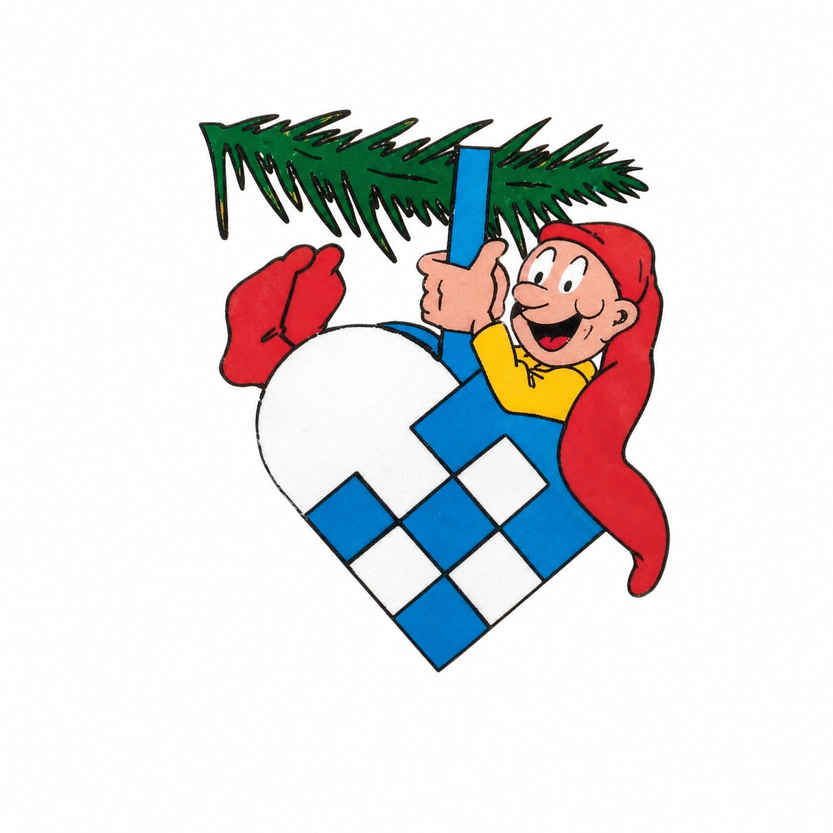 Large wooden Bramming elf with fir branch