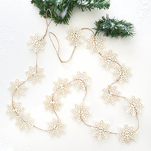 2 m long garland with felt snowflakes on jute twine from Pobra