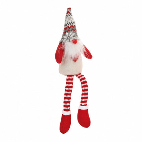Red nosed gnome and hanging legs