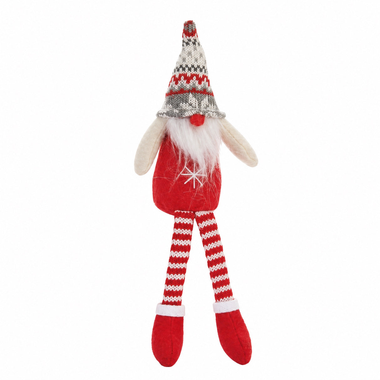 Red nosed gnome and hanging legs