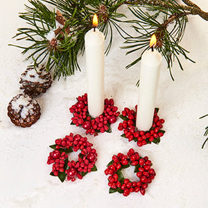 Set of 2 candle rings with red berries for 30 mm candles from Pobra