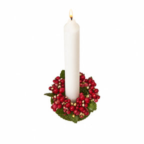 Candle wreath with red and gold-colored berries for 40 mm candles