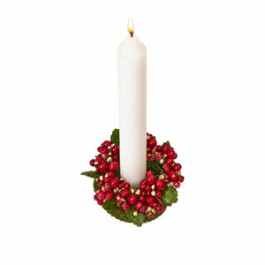 Candle wreath with red and gold-colored berries for 40 mm candles