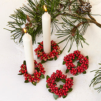 Candle rings with red berries for 40 mm candles