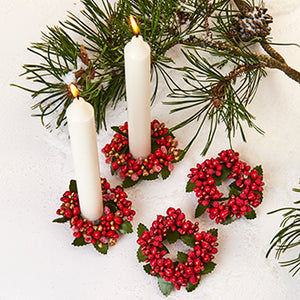 Candle rings with red berries for 40 mm candles