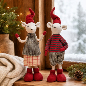 Christmas mouse in fabric 34 cm tall