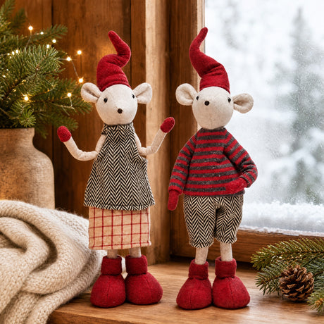 Christmas mouse in fabric 34 cm tall