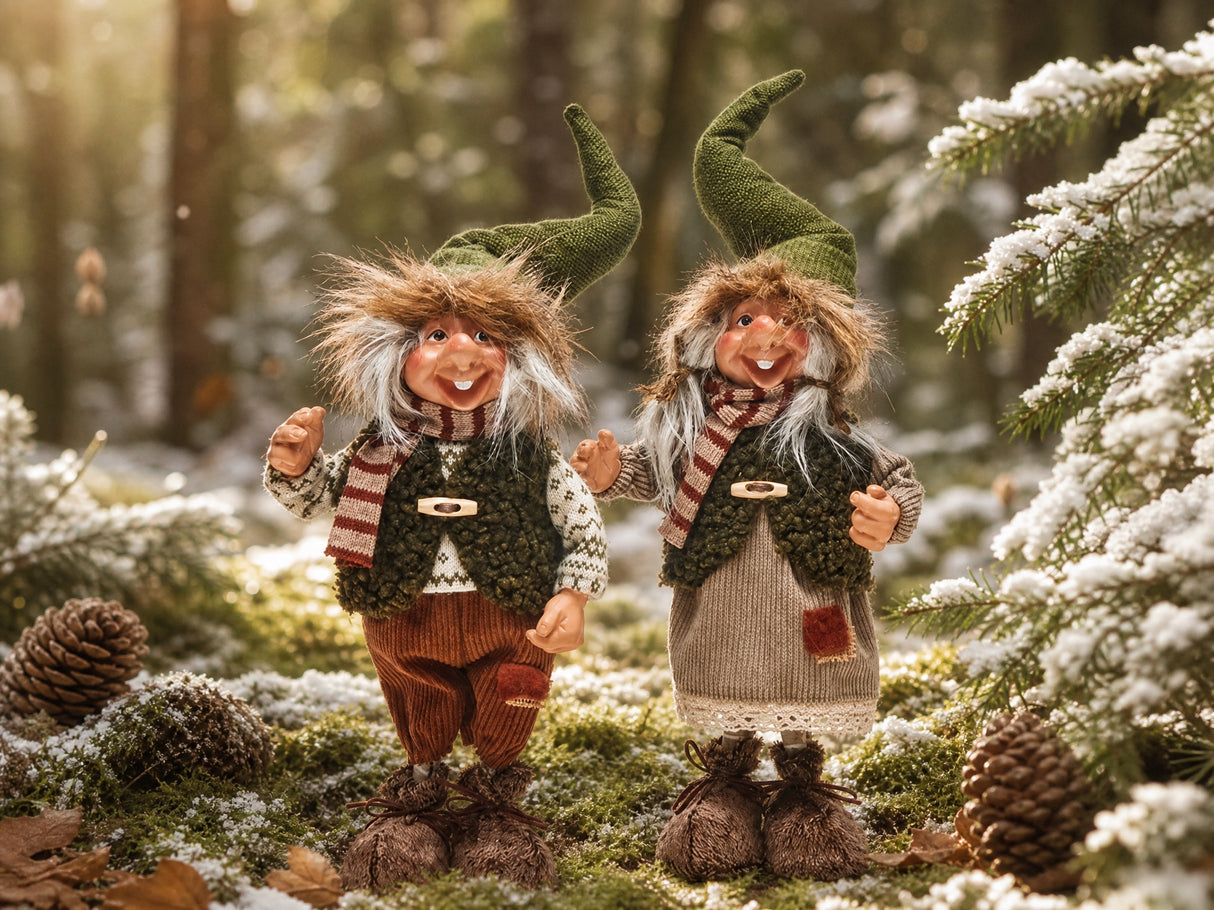 Trolls with green hats 50 cm tall