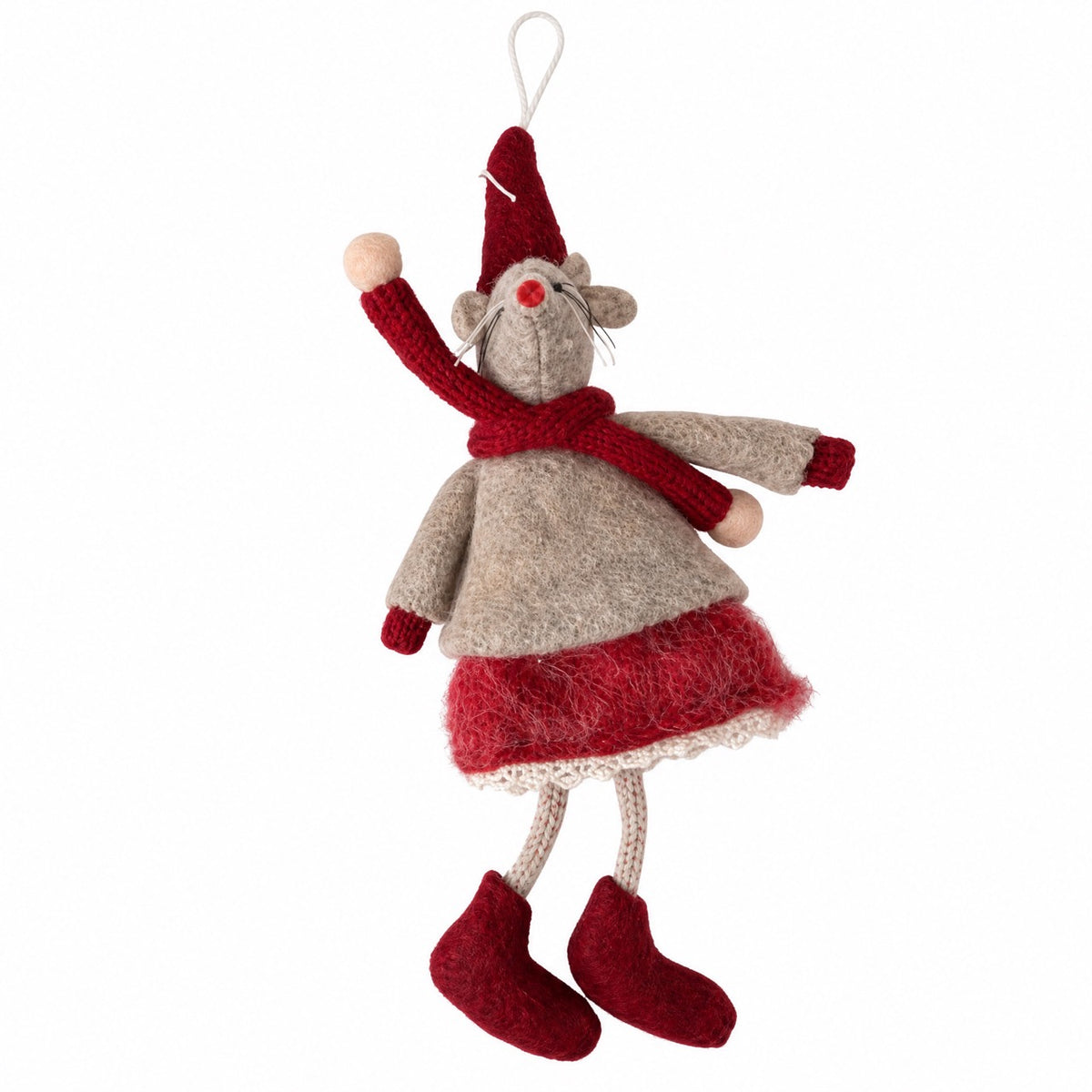 Cloth mouse girl doll with dangling legs