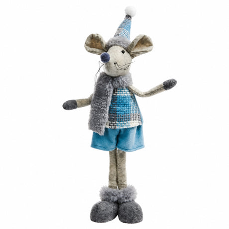 Christmas mouse with blue clothes and long legs