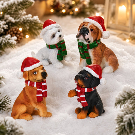 Dog with Santa hat and scarf