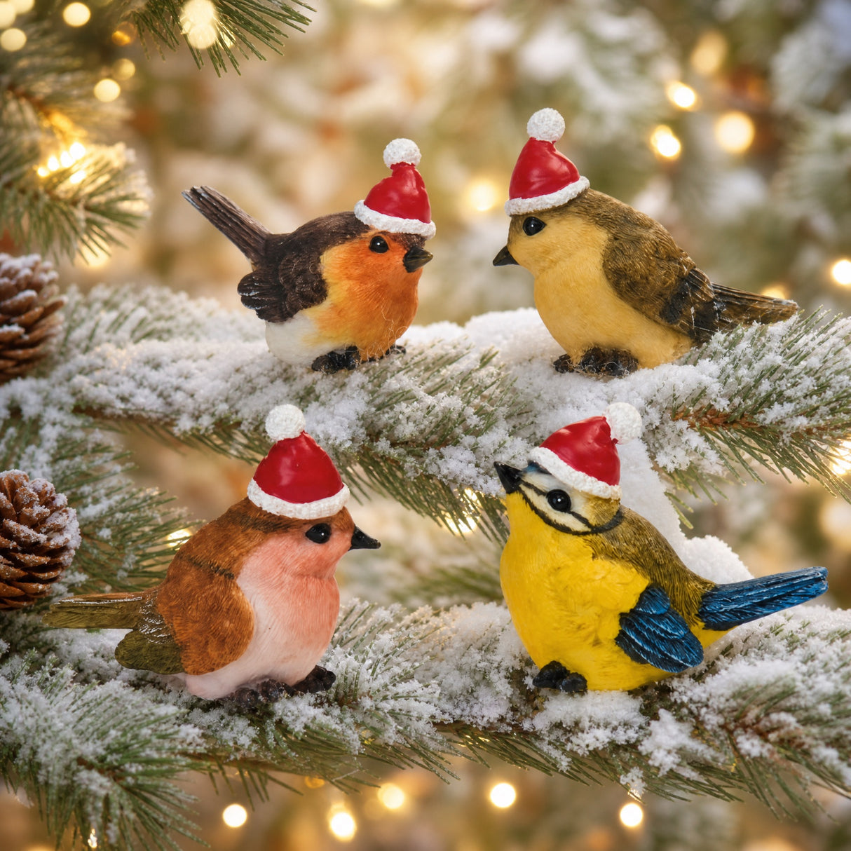Bird with Santa hat