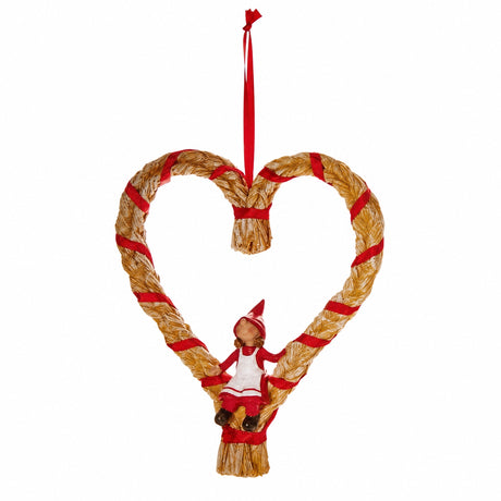 Straw decoration with gnome child