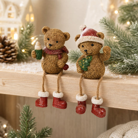 Christmas teddy bear with hanging legs