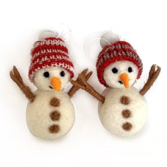 Snowman ornaments with hanging string for attaching to branches from Pobra