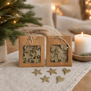 Wooden decoration with glitter