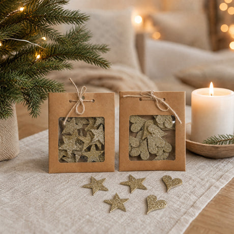 Wooden decoration with glitter