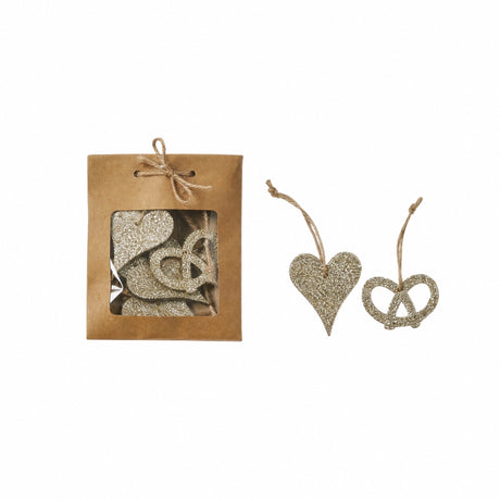 Wooden ornament with glitter and string