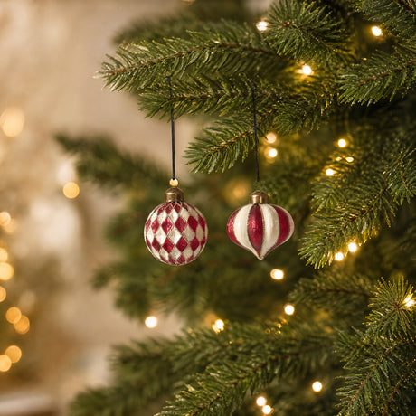 Christmas bauble harlequin or stripes 6 cm in diameter