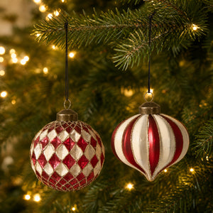 Christmas bauble Red and off-white