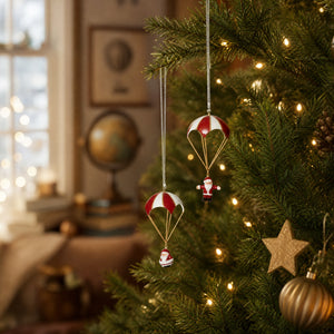 Santa Claus in a parachute