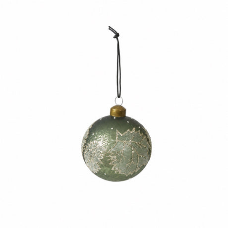 Christmas bauble with leaves or beads green